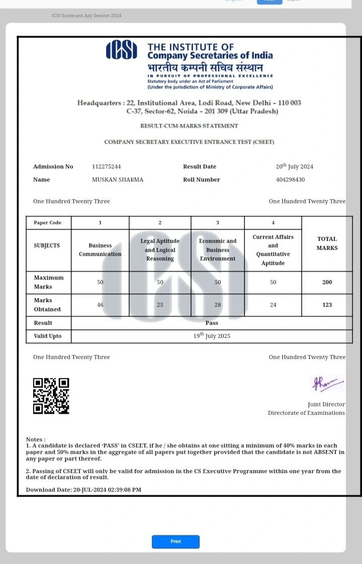 ICSI CSEET result july 2025 date
