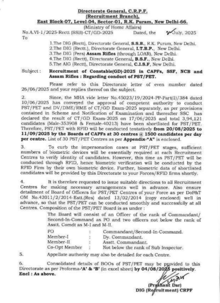 SSC GD Physical Test 2025