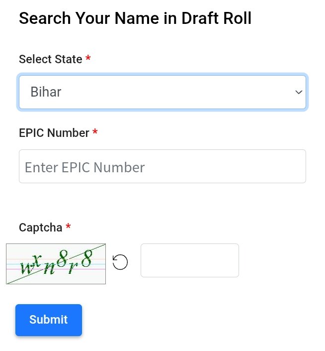 Bihar Draft Voter List 2025, bihar voter list 2025 draft
