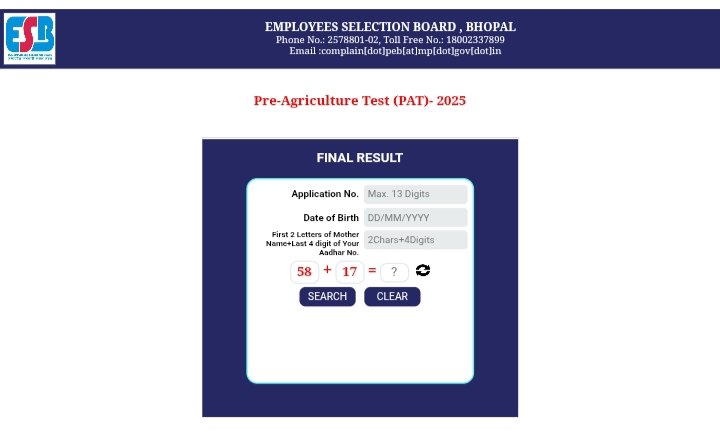 MPESB MP PAT Result 2025