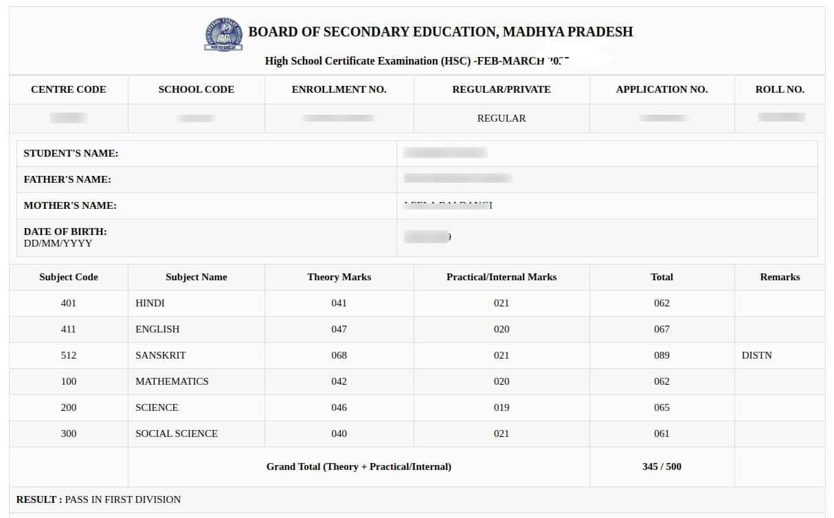 MP Board Class 9th & 11th Result 2026 Out