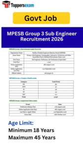 MPESB Group 3 Sub Engineer Recruitment 2026