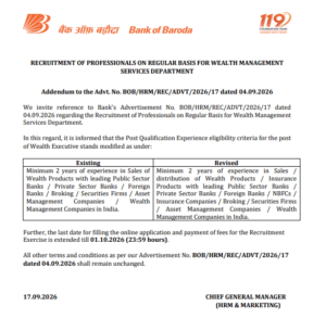 Bank of Baroda SO Recruitment 2026