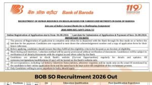 Bank of Baroda SO Recruitment 2026