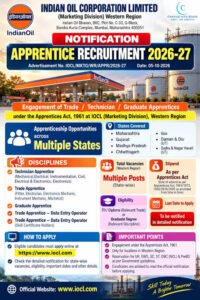 IOCL WR Apprentice Recruitment 2026