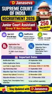 Supreme Court Junior Court Assistant Recruitment 2026