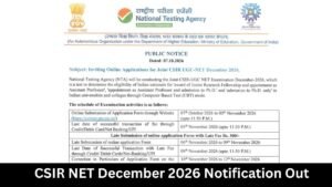 UGC NET December 2026 Notification OUT