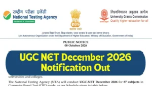 UGC NET December 2026 Notification OUT