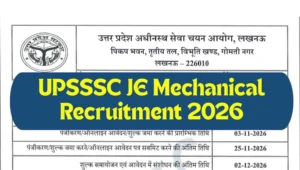 UPSSSC JE Mechanical Recruitment 2026