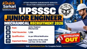UPSSSC JE Mechanical Recruitment 2026