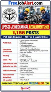 UPSSSC JE Mechanical Recruitment 2026