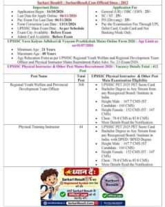 UPSSSC Regional Youth Welfare Officer Recruitment 2026