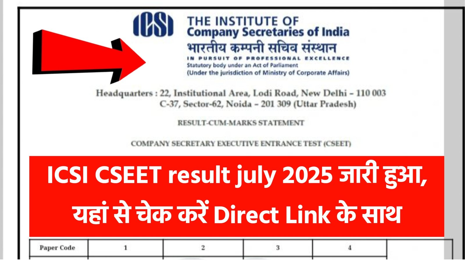 ICSI CSEET result july 2025 date