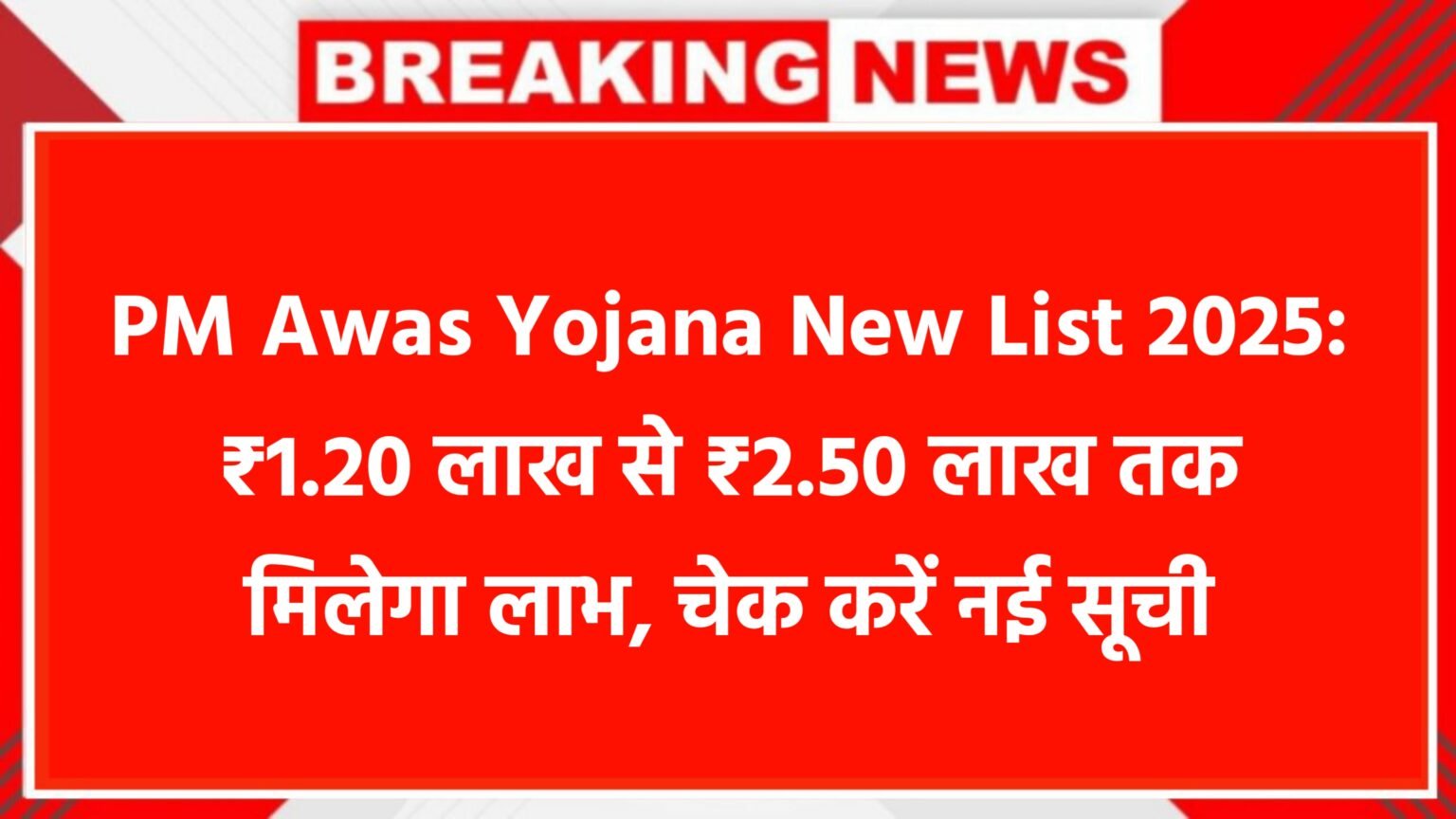 PM Awas Yojana New List 2025: ₹1.20 लाख से ₹2.50 लाख तक मिलेगा लाभ, चेक करें नई सूची