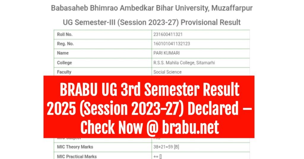 BRABU UG 3rd Semester Result 2025