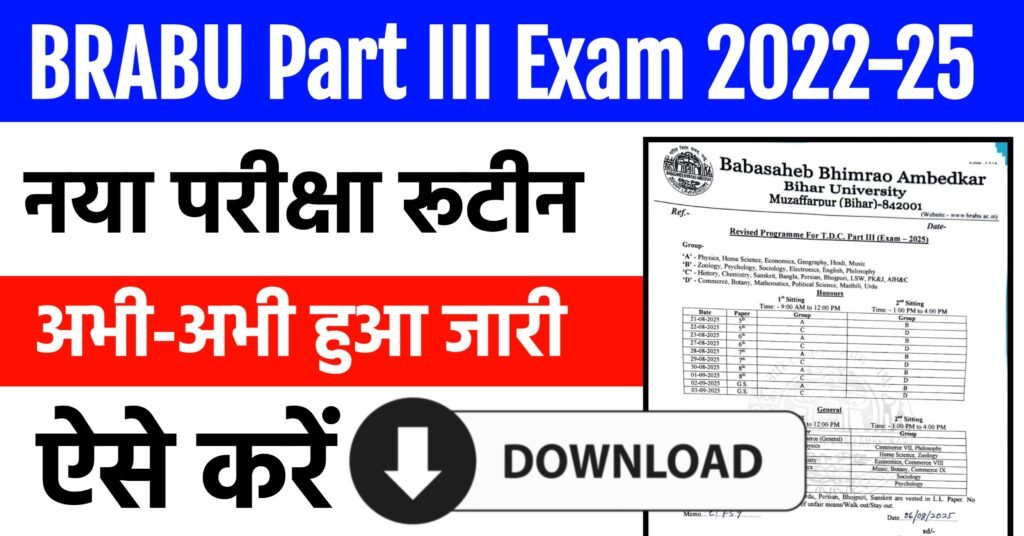 BRABU UG Part 3 Exam Date 2025