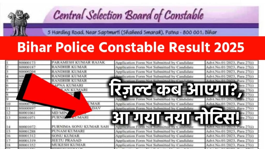 Bihar Police Result 2025 Kab Aayega