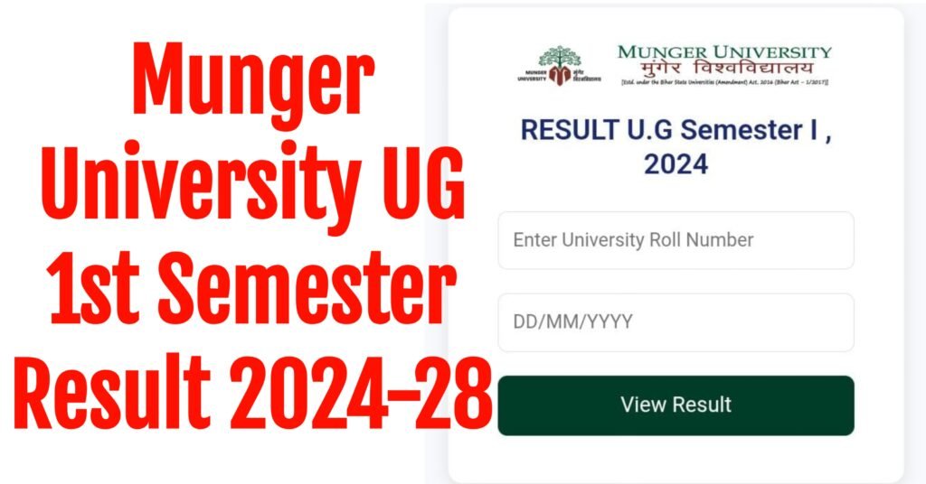 Munger University UG 1st Semester Result 2024-28