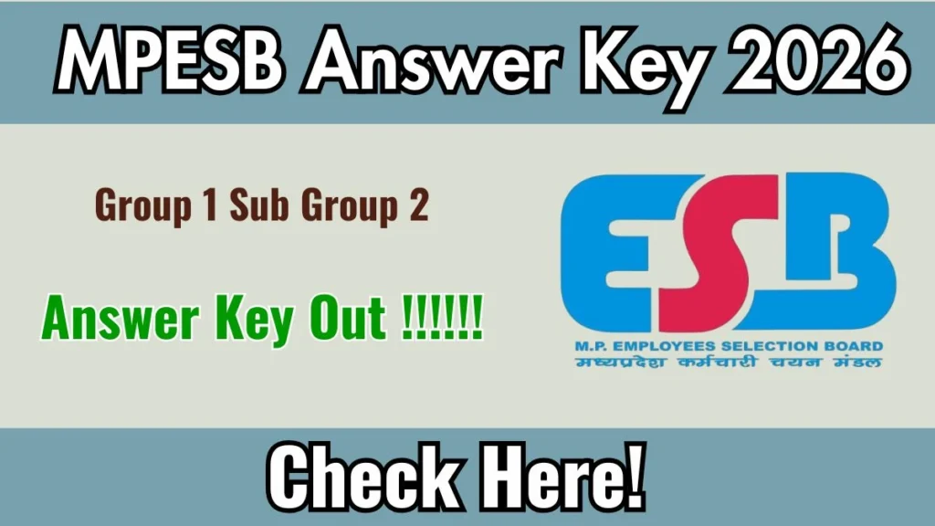 MPESB Group 1 Sub Group 2 Answer Key 2026