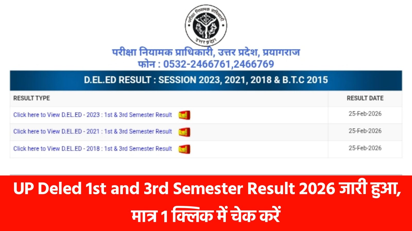 UP Deled 1st and 3rd Semester Result 2026