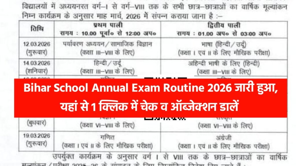 Bihar School Annual Exam 2026