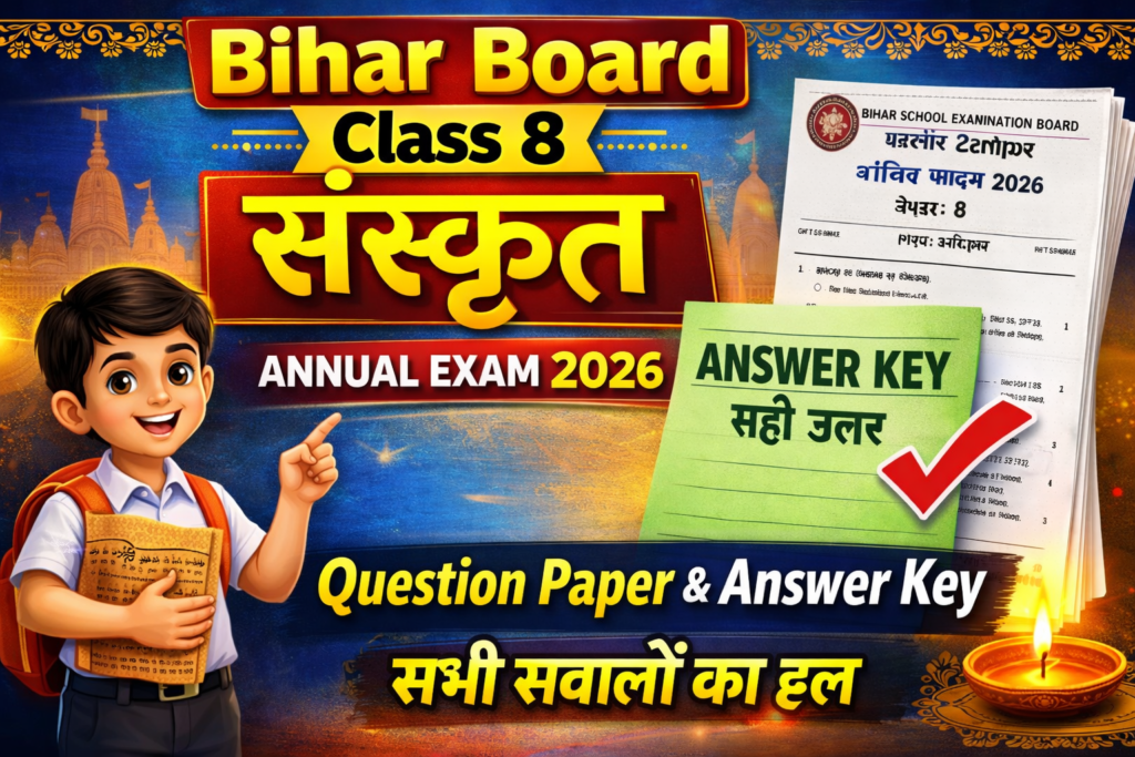 Bihar School Class 8 Sanskrit Annual Exam 2026 Question Paper and Answer Key
