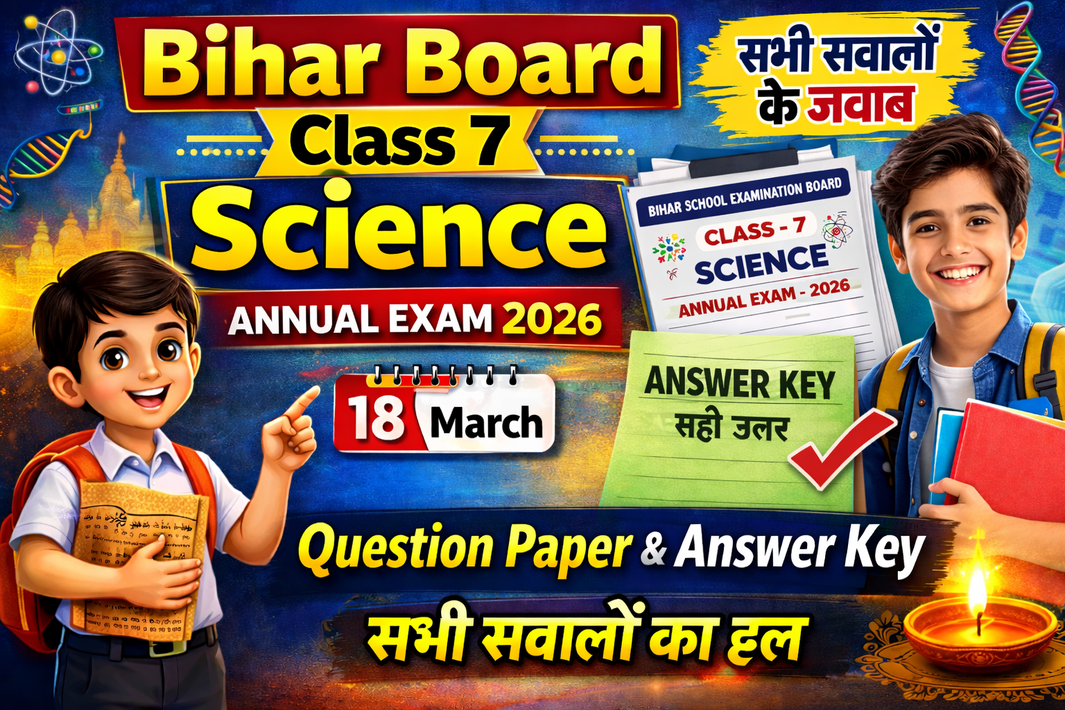 Bihar School Class 7 Science Annual Exam 2026 Question Paper and Answer Key