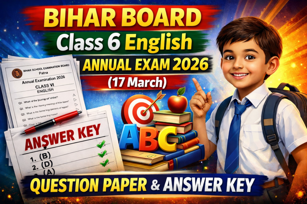 Bihar School Class 6 English Annual Exam 2026 Question Paper and Answer Key