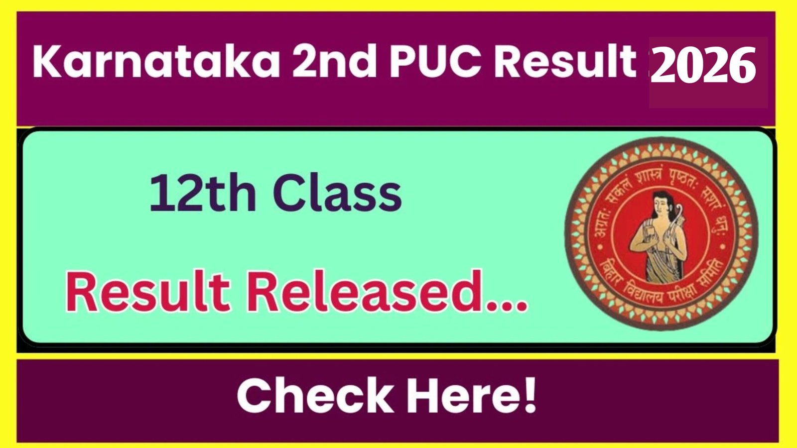 Karnataka 2nd PUC Result 2026 OUT