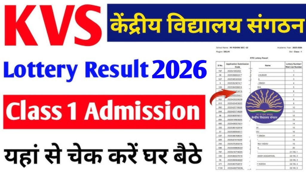 Kendriya Vidyalaya KVS Admissions Lottery Result Declared 2026