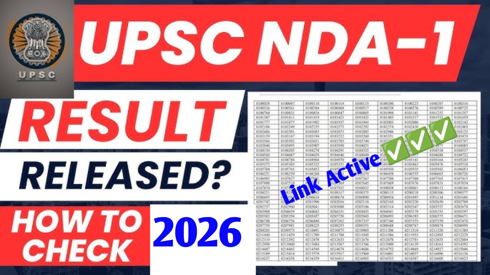 UPSC NDA I Result 2026
