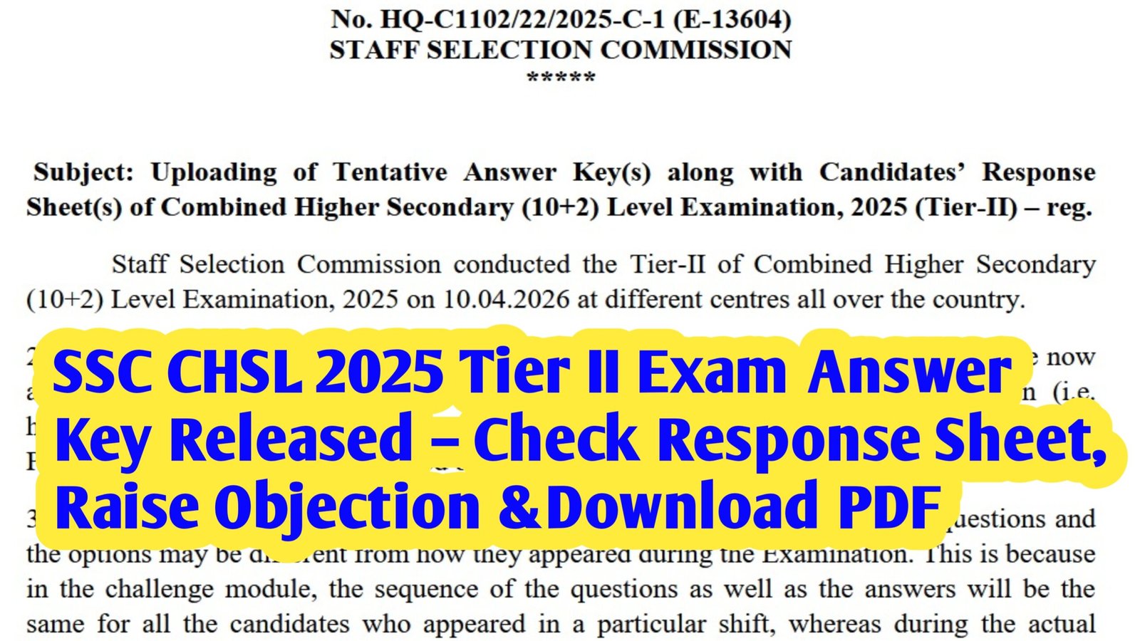 SSC CHSL 2025 Tier II Exam Answer Key Released