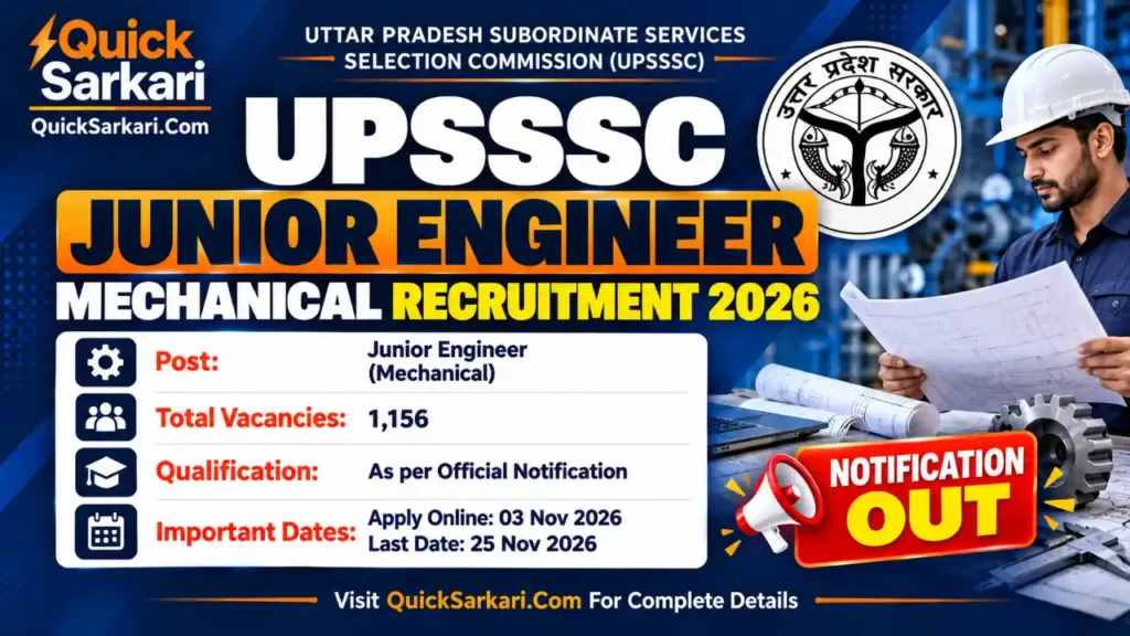 UPSSSC JE Mechanical Recruitment 2026